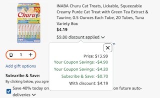 churu Amazon receipt