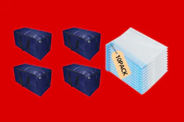 storage bags on a red background