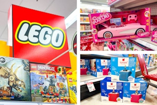 Lego signage, Barbie RC Corvette, Tonies Disney boxes