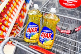 ajax dish soap in a cart