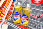 ajax dish soap in a cart