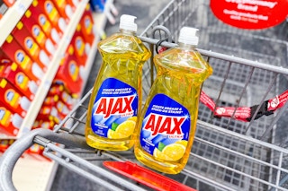 ajax dish soap in a cart