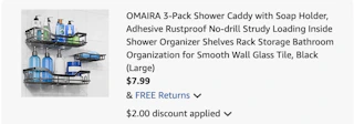shower caddy Amazon receipt