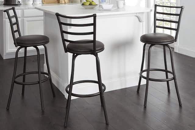 Lowest Price Drop: $65 Mainstays Barstools 3-Pack at Walmart card image
