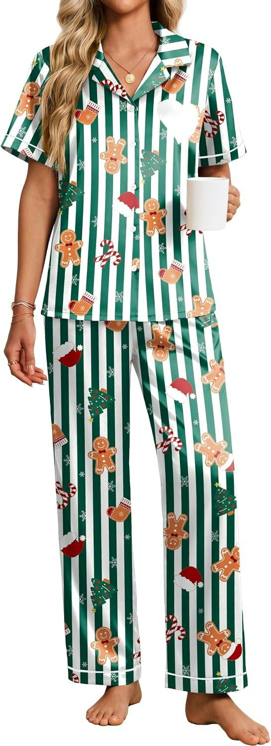 Ekouaer Women's Satin Pajama Set