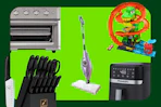 air fryer, shark steam mop, powerxl air fryer, Hot Wheels, knife set