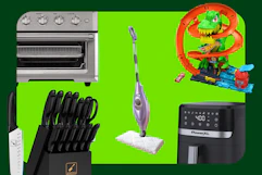 air fryer, shark steam mop, powerxl air fryer, Hot Wheels, knife set