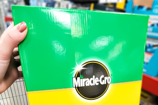 Miracle-Gro logo close up on plant food box at Walmart