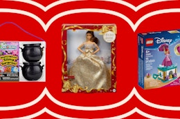 Cra-Z-Slimy, Holiday Barbie, and Disney princess legos