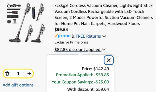 Cordless Vacuum Cleaner B0DSG23JK2 cart