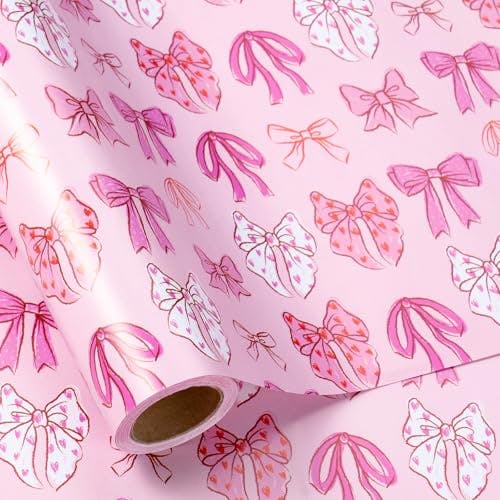Pink Bow Wrapping Paper Roll