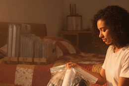 a woman packing for a trip