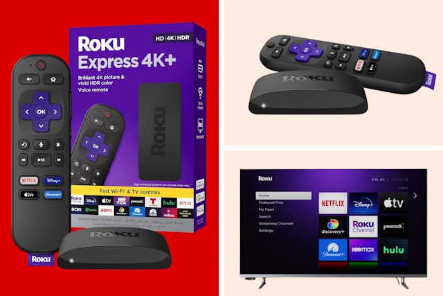 Roku Express 4K+ Streaming Player With Voice Remote, Only $17.99 at HSN card image