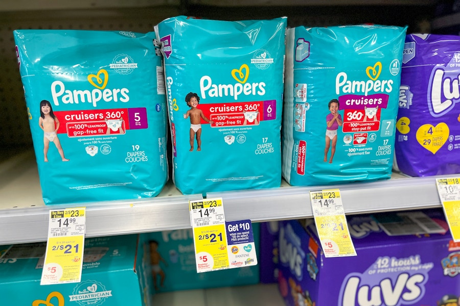 pampers cruisers on a shelf