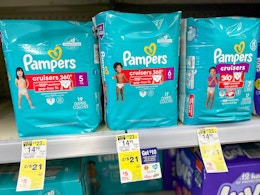 pampers cruisers on a shelf