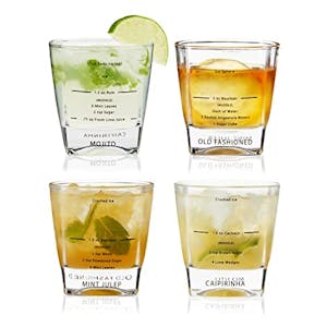 Cocktail Rocks Glasses with Recipes
