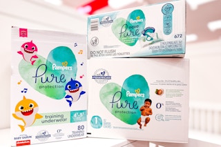 2 boxes of Pampers Pure diapers and 1 box of Training underwear 