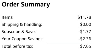 an amazon order summary ending in $7.65