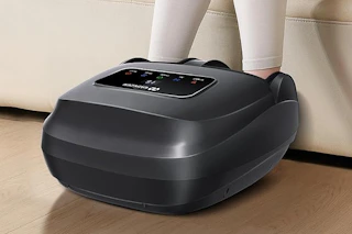 a woman using a foot massager