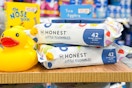 2 packs of honest baby wipes by a rubber duck
