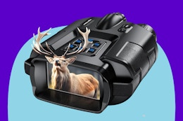 Diyimin 4K Night Vision Binoculars on a blue background.