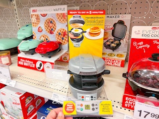A Hamilton Beach breakfast sandwich maker on a target shelf