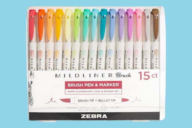Zebra Midliner Double-Ended Brush Marker 15-Pack, Just $8.78 on Amazon card image