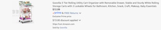 Amazon 3-Tier Rolling Utility Cart 2025