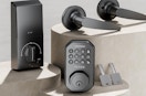 a keyless entry door lock set on a display
