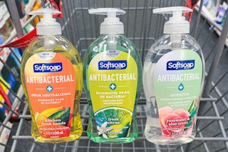 softsoap hand soaps in a shopping cart