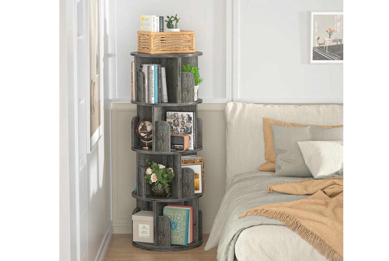 4-Tier Round Rotating Bookcase