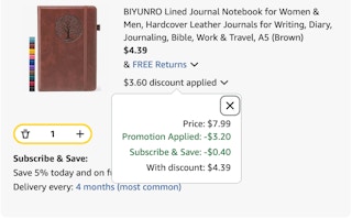 journal Amazon receipt