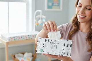 a woman opening honest wipes