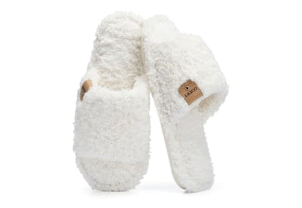 Fuzzy Open-Toe Slippers