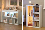 2 lifestyle images of the Pinmoco 5-cube organizer in 2 different positions (horizontal and vertical)  