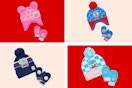 4 stock images of Dr. Suess 3-piece toddler beanie and glove sets