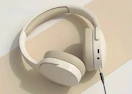 beige wireless headphones