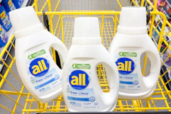 all laundry detergent in yellow shopping cart