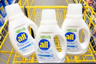 all laundry detergent in yellow shopping cart