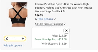 bra Amazon receipt
