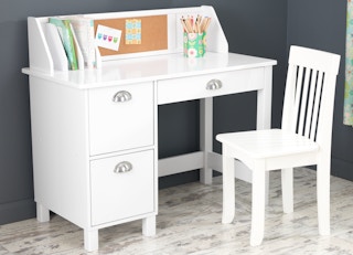 stock photo of kidkraft study desk set staged in room
