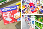 dollar general mr. clean, ajax, pantene 3-photo collage