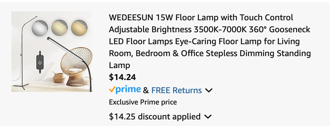 floor lamp Amazon receipt