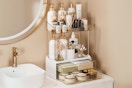 4-Tier 2-Drawer Bathroom Organizer Counter Organization, Multi-Purpose Makeup Skincare Organizers with Compartment, Easy to Install