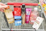 cvs shopping cart with beauty items