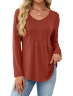 Women's V-Neck Long Sleeve Tunic