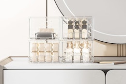 storage drawers stacked on vanity