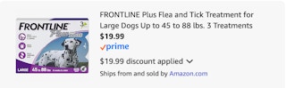 Frontline Amazon receipt