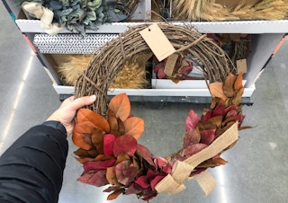 walmart fall wreath hand holding