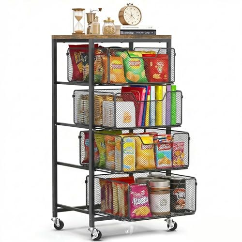 4-Tier Rolling Utility Snack Cart